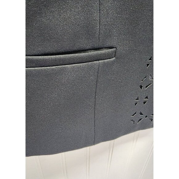 Banana Republic Black Laser-Cut Scalloped Edge Open-Front Blazer Jacket - Picture 5 of 11